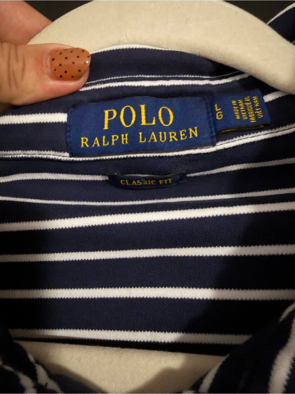 Polo Ralph Lauren Navy and White Striped Polo Shirt